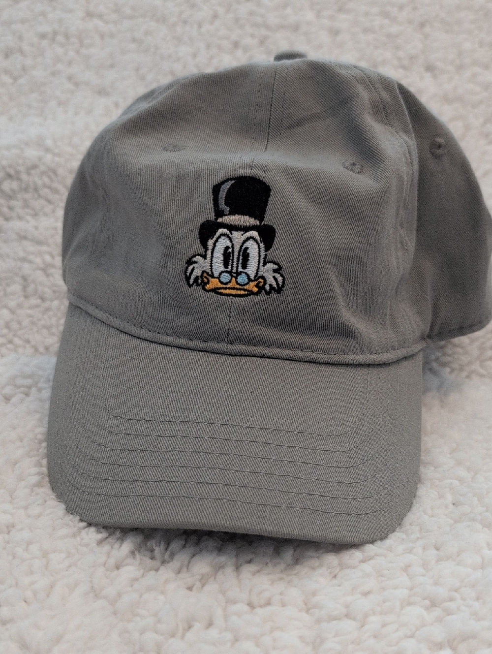 Gray Hat with Embroidered Scrooge McDuck Face